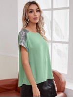 Contrast Sequin Detail Top