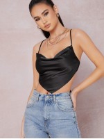 Draped Front Tied Open Back Satin Bandana Top