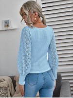 Contrast Guipure Lace Ribbed Top