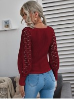 Contrast Guipure Lace Ribbed Top