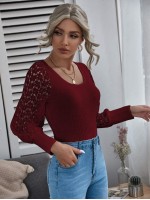 Contrast Guipure Lace Ribbed Top