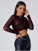 Crisscross Front Mesh Crop Top