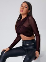 Crisscross Front Mesh Crop Top