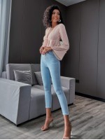 Bell Sleeve Tie Front Glitter Peplum Top