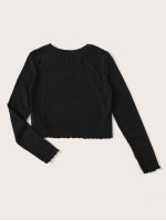 Lettuce Trim Rib-knit Top