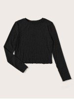 Lettuce Trim Rib-knit Top