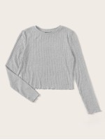 Rib-knit Heather Grey Top