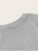 Rib-knit Heather Grey Top