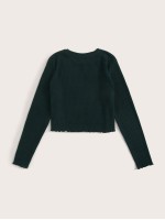 Lettuce Trim Rib-knit Top