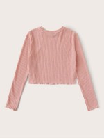 Lettuce Edge Rib-knit Crop Tee