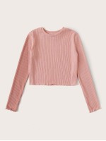 Lettuce Edge Rib-knit Crop Tee