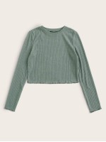 Lettuce Trim Rib-knit Top