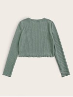 Lettuce Trim Rib-knit Top