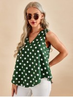 V Neck Polka Dot Top