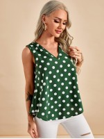 V Neck Polka Dot Top