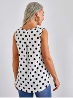 V Neck Polka Dot Top