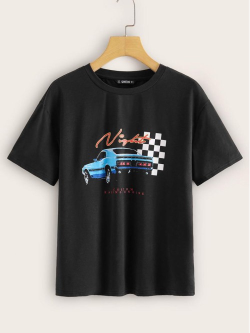 Night Racing Car Graphic Tee