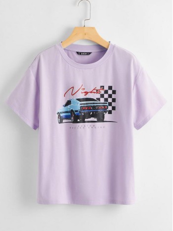 Letter and Car Print Top