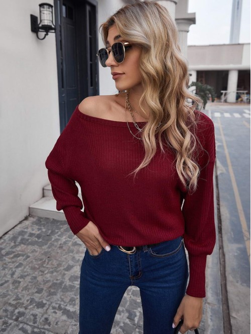 Drop Shoulder Rib-knit Tee