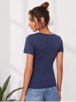 V Neck Solid Tee