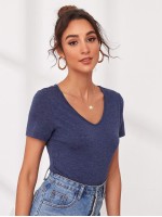 V Neck Solid Tee