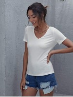 V-neck Solid Tee