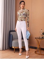 Mock Neck Floral Mesh Top