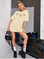 Angel And Letter Graphic Oversize Tee