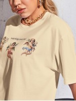 Angel And Letter Graphic Oversize Tee