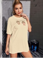 Angel And Letter Graphic Oversize Tee