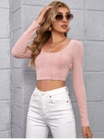 Scoop Neck Ribbed Crop Top