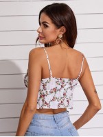 Floral Print Self-Tie Cropped Cami Top