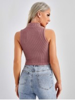 Ribbed Mock Neck Tank Top