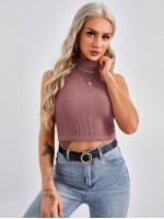 Ribbed Mock Neck Tank Top