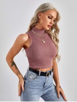 Ribbed Mock Neck Tank Top