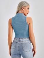 Ribbed Mock Neck Tank Top