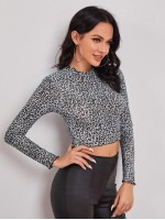 Lettuce Edge Leopard Crop Tee