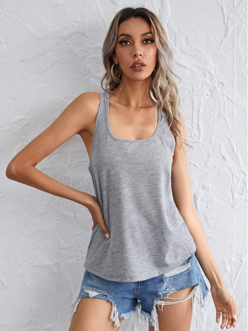 Racerback Solid Tank Top