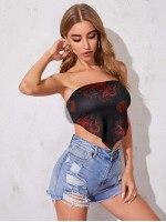 Chinese Dragon Print Bandana Tube Top