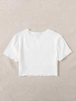 Lettuce Trim Rib-knit Top