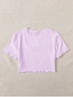 Lettuce Trim Rib-knit Crop Top