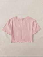 Lettuce Trim Rib-knit Crop Top