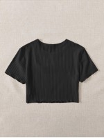 Lettuce Trim Rib-knit Top