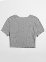 Lettuce Trim Rib-knit Crop Top