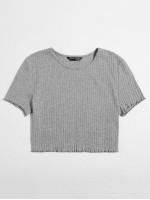 Lettuce Trim Rib-knit Crop Top