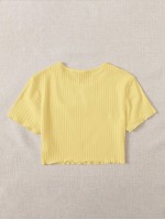 Lettuce Trim Rib-knit Crop Top