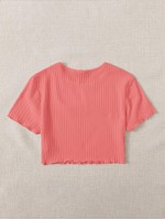 Lettuce Trim Rib-knit Crop Top