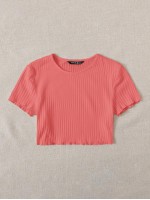 Lettuce Trim Rib-knit Crop Top