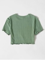 Lettuce Trim Rib-knit Crop Top