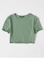 Lettuce Trim Rib-knit Crop Top